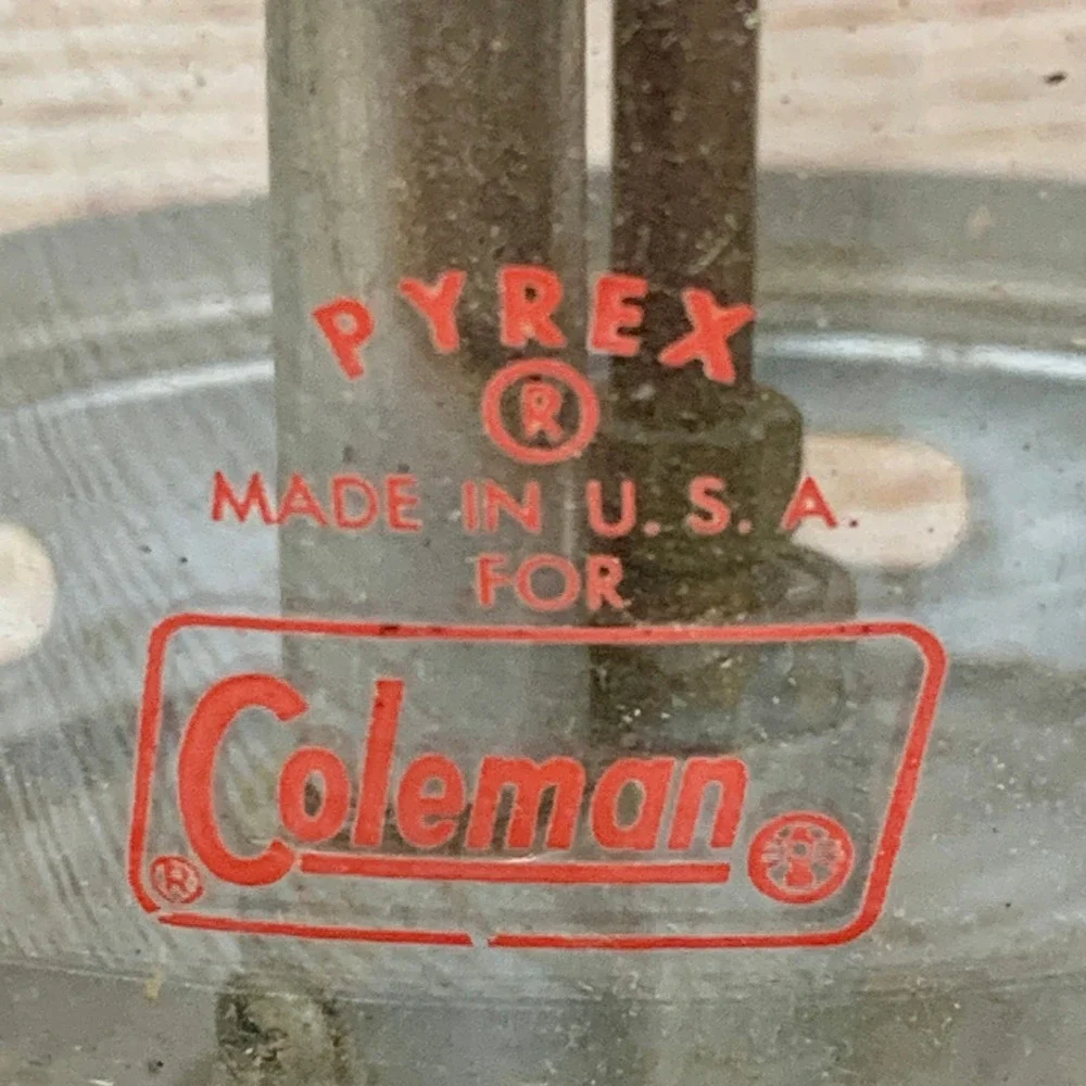 Vintage Coleman Propane‎ Lantern Camping Lantern Green Top Pyrex Glass USA Made